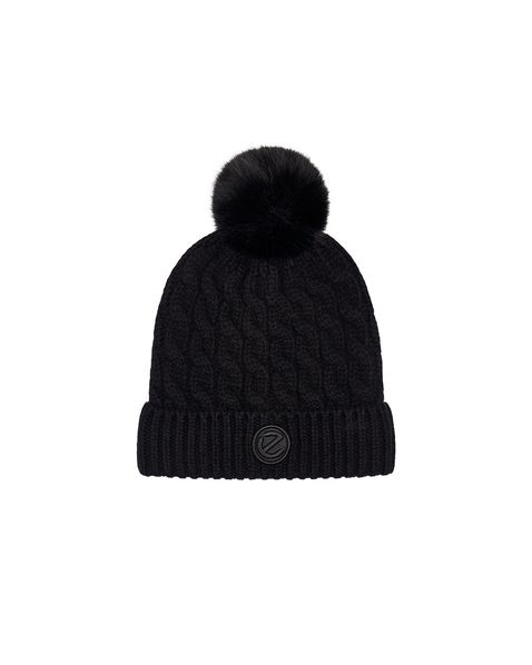 Caciula casual dama ECCO Pattern Pompom Beanie (Black)