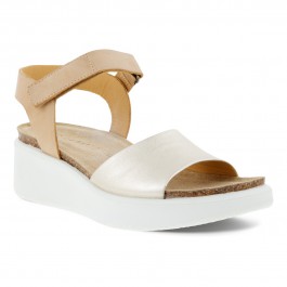 Sandale casual dama ECCO Flowt Wedge Cork (Metallics / Pure white gold)