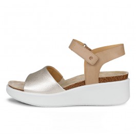 Sandale casual dama ECCO Flowt Wedge Cork (Metallics / Pure white gold)