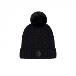 Caciula casual dama ECCO Pattern Pompom Beanie (Black)